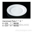7" 8" plain white round porcelain dessert plate, bread plate with subtle lines for hotels